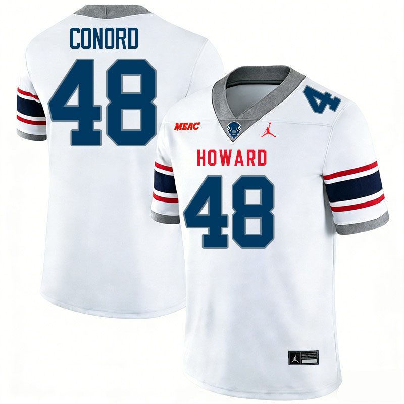 Howard Bison #48 Matt Conord College Football Jerseys,Uniforms Stitched-White